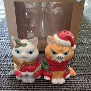Festive Cats Salt and Pepper Shakers